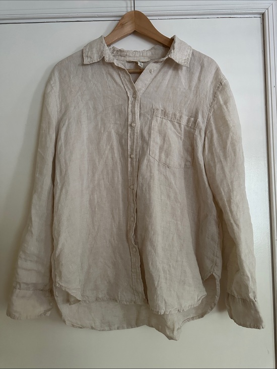H&M Tops - Lightweight Linen Button-Up Shirt in Natural Beige